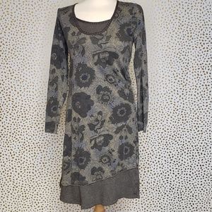 sandwich_ Grey Floral Tieback Long Sleeve Dress